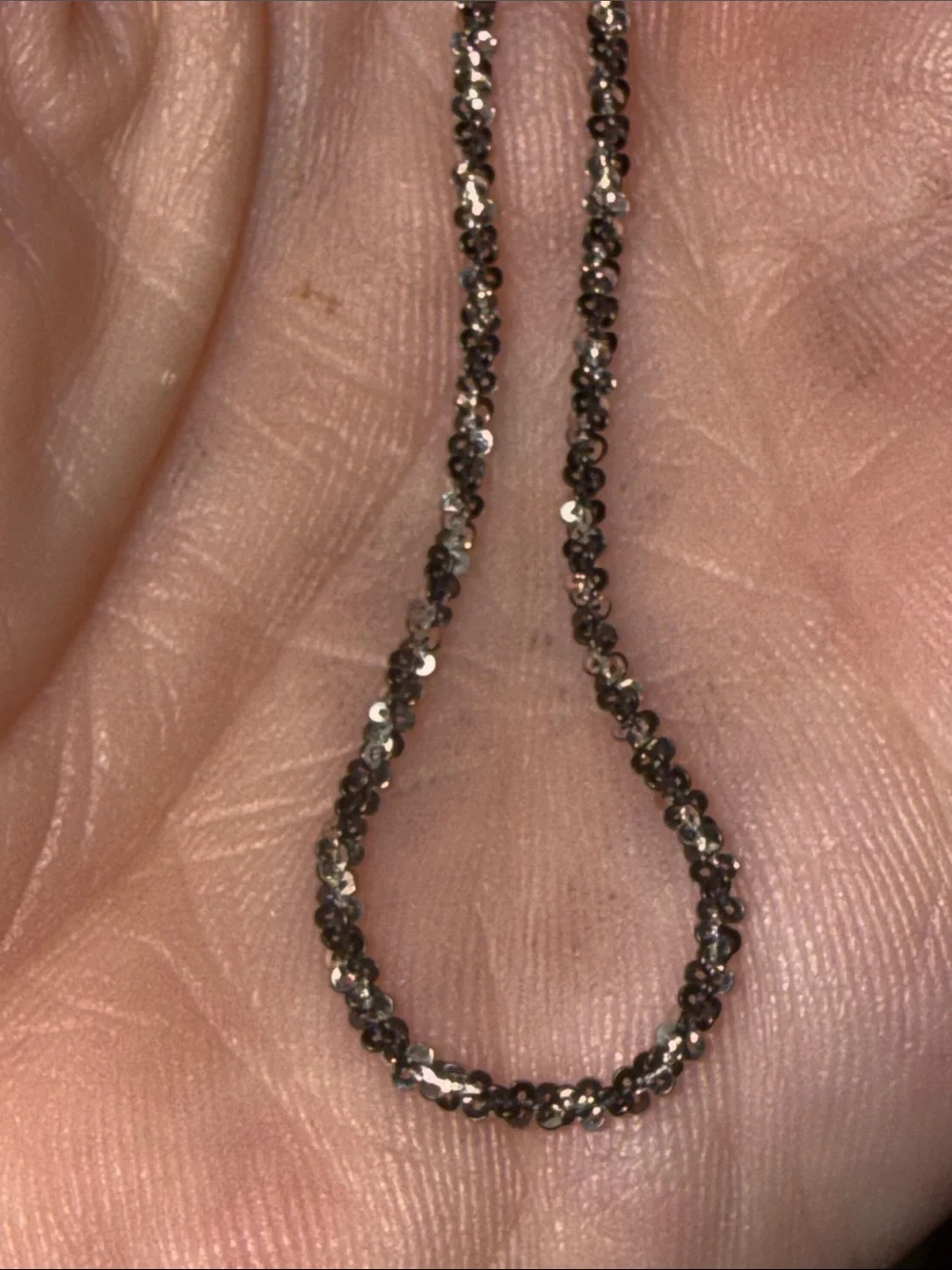 925 SOLID STERLING SILVER Salt&Pepper/Gunmetal twisted rope bracelet 8” NEW